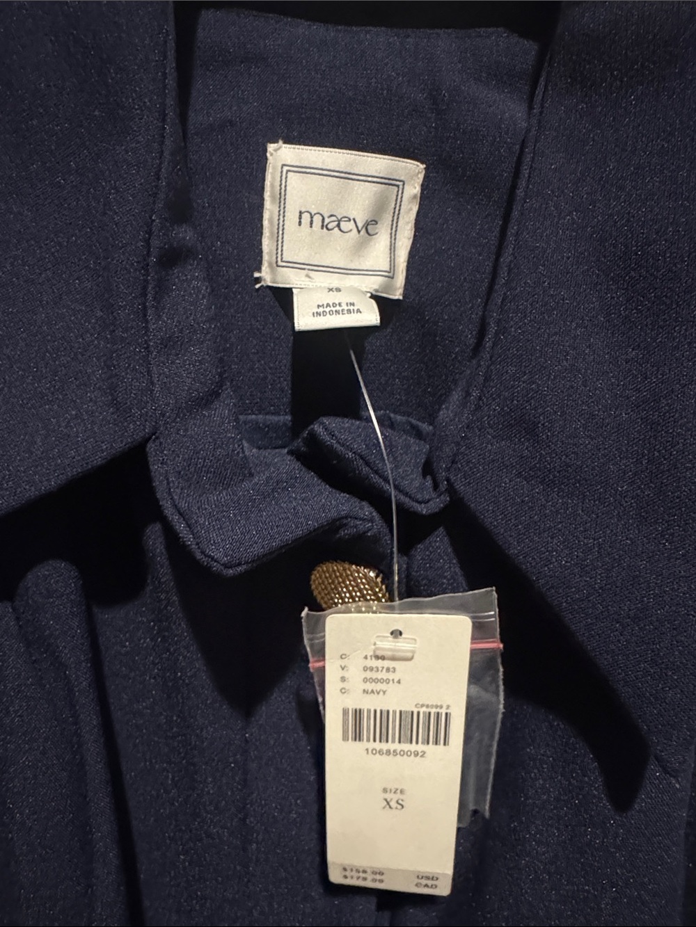 Maeve Navy Sleeveless Button-Front Mini Dress - Picture 6 of 6